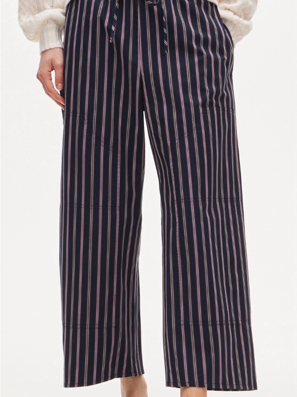 J. Crew Luna Pants Navy Vertical-Stripe Cotton Poplin Pants